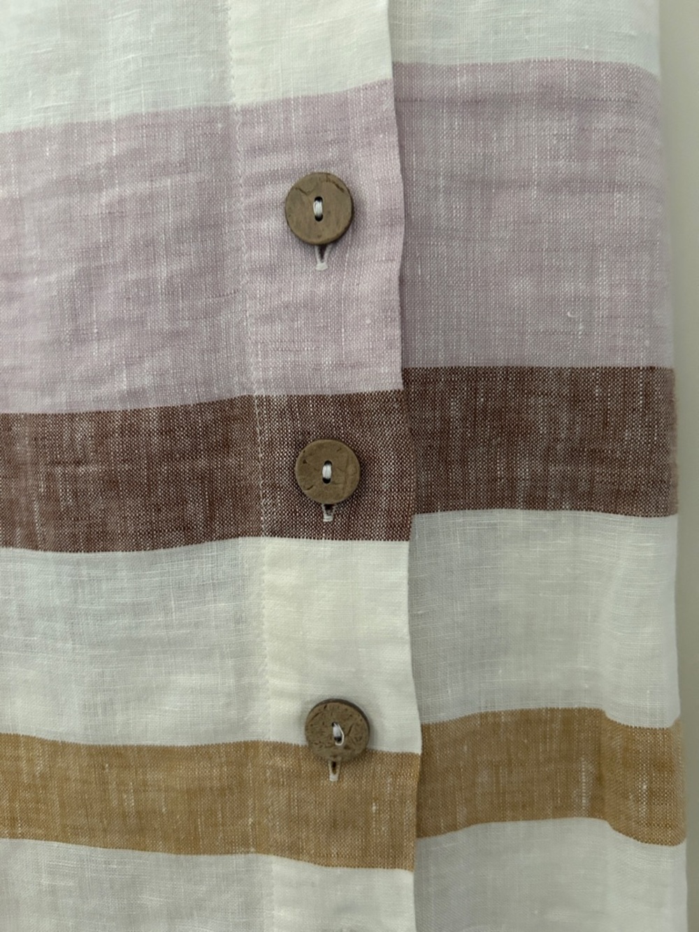 Rachel Zoe size L Striped Linen Midi Skirt in White, Lilac & Brown - Picture 2 of 6
